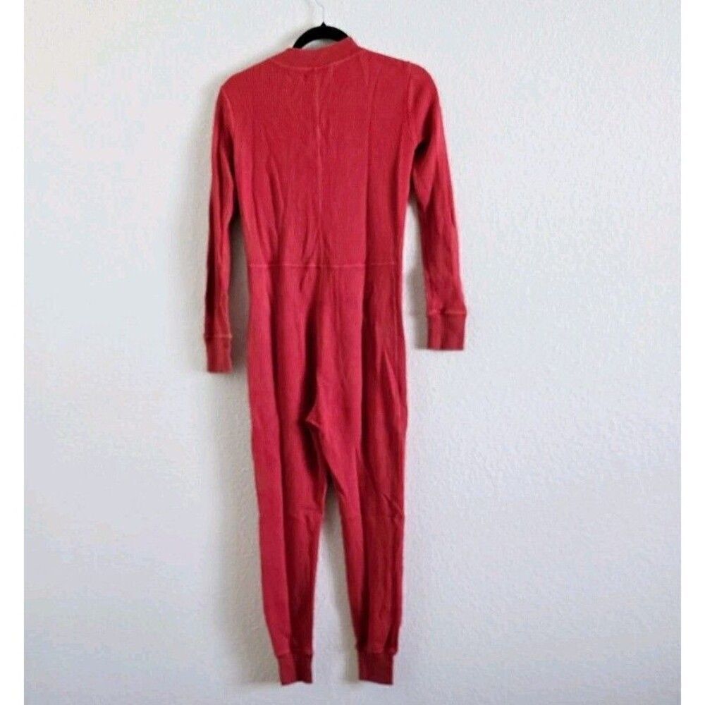 Everlane Waffle Knit Henley One Piece Button Up Jumpsuit in Currant Size XS - Picture 4 of 6